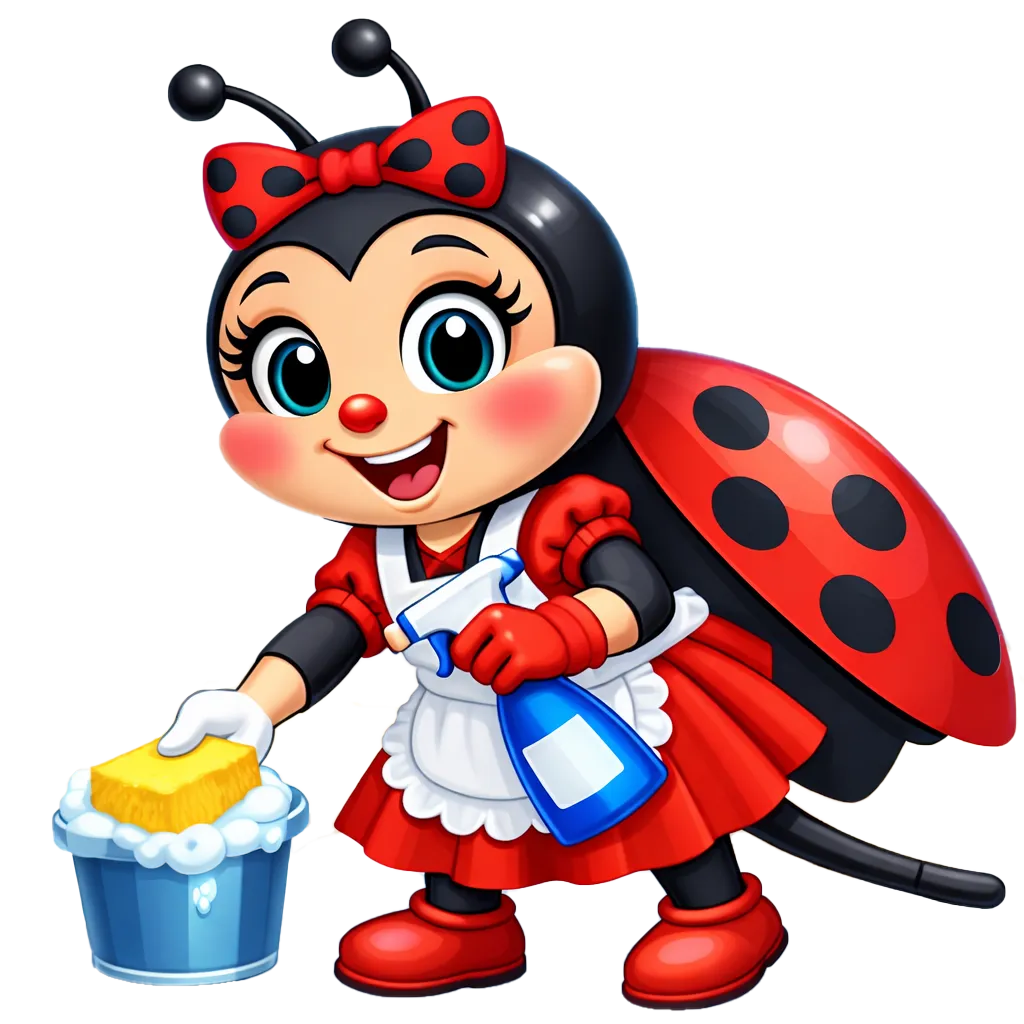 Beruška maskot s kbelíkem